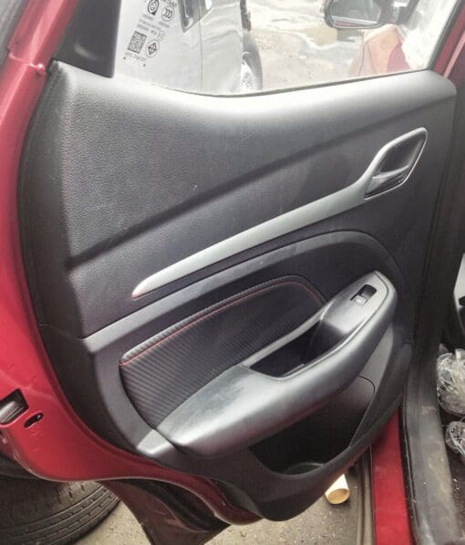 MG ZS 2017-2022 PASSENGER SIDE REAR LEATHER DOOR CARD TRIM IN RED STITCHING