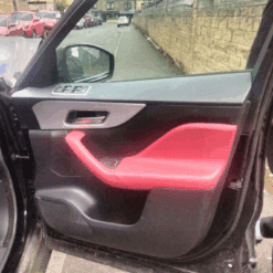 JAGUAR F PACE R SPORT 2018-2022 DRIVER SIDE FRONT LEATHER  DOOR CARD IN RED