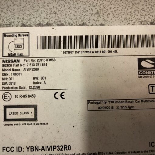 NISSAN QASHQAI J11 2017-2021 RADIO MULTIMEDIA HEAD UNIT SATNAV UNIT 259157FW58 - Image 4