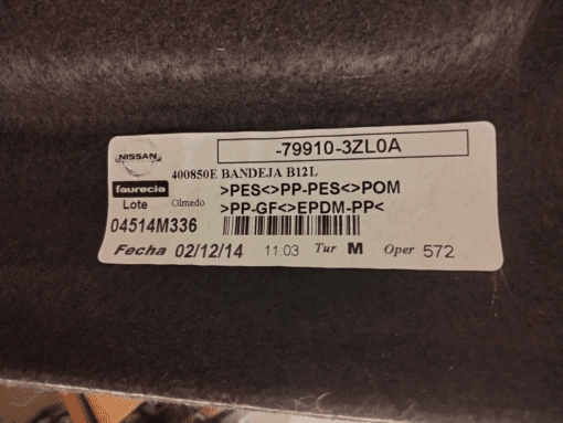 NISSAN PULSAR MK3 2013-2018 REAR BOOT PARCEL SHELF LOAD COVER 79910-3ZL0A - Image 2